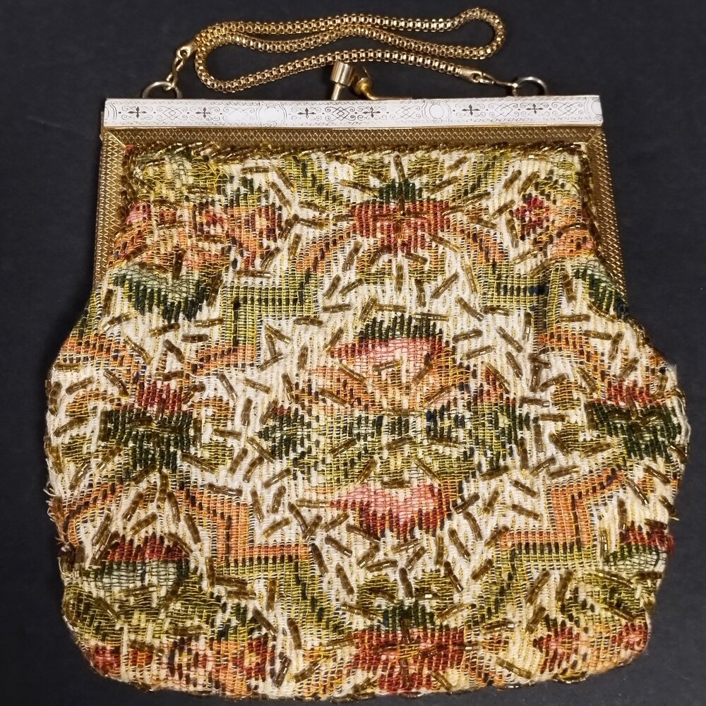 Beaded Tapestry Bag: Vintage Victorian Style Purse Vintage
